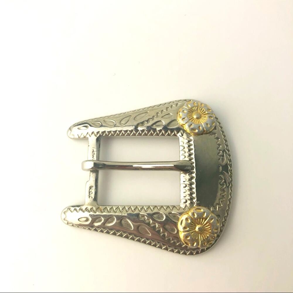 Vintage Herman Silver Gold Floral Belt Buckle